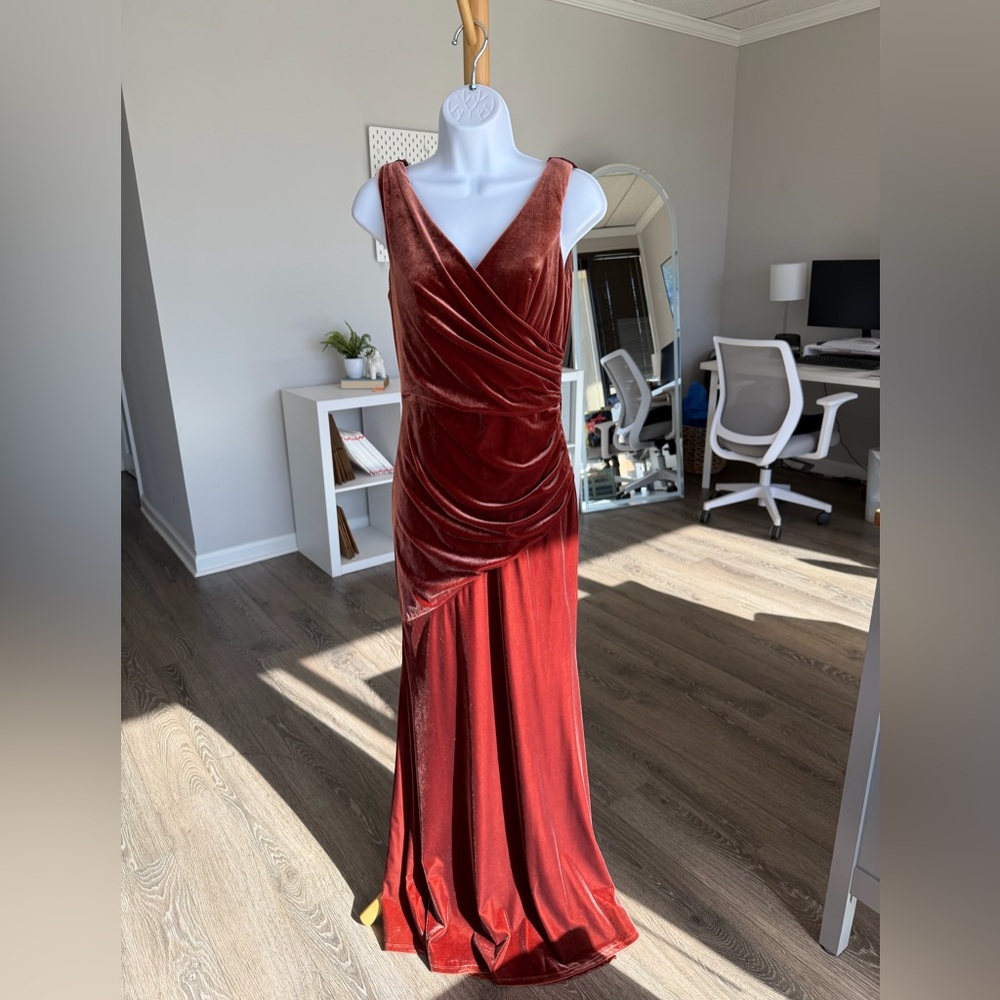 Revelry Dawson Velvet Dress in Terracotta Size 4 Bridesmaid Dress - Picture 6 of 7